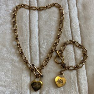 Juicy Couture gold tone necklace bracelet set